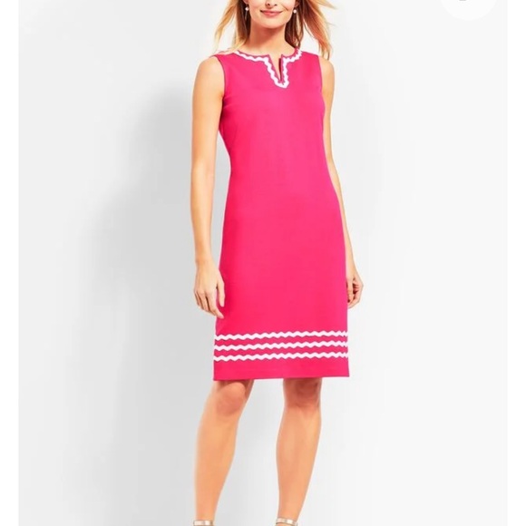 Talbots Pink Sleeveless Dress with White Trim - Picture 1 of 6